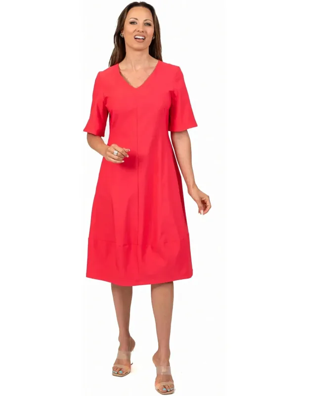 Elbow Sleeve V-neck Dress