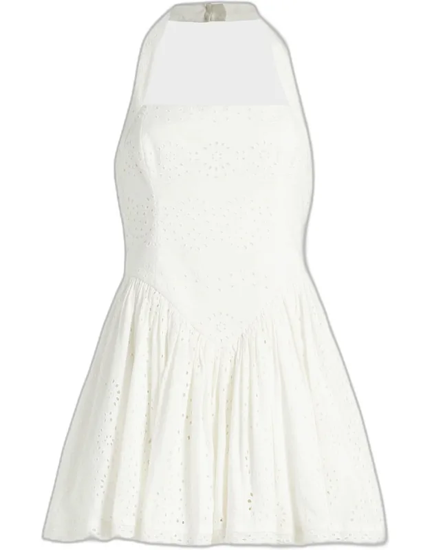Embroidered Cotton Corset Mini Dress