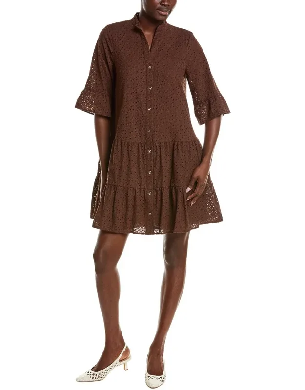 Stand Collar Tiered Shirtdress