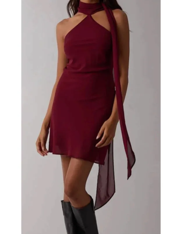 Sheer Long Scarf Bias Cut Mini Dress