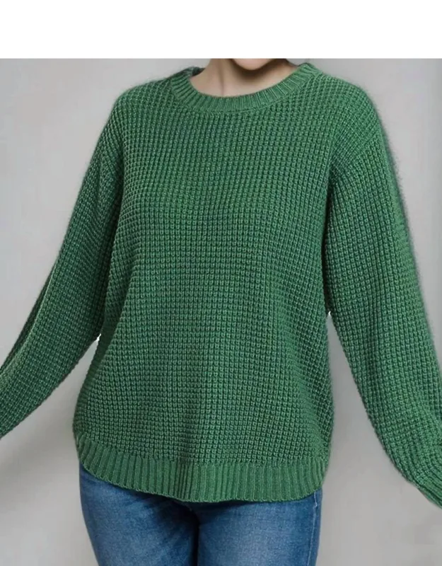 High Low Basic Waffle Sweater