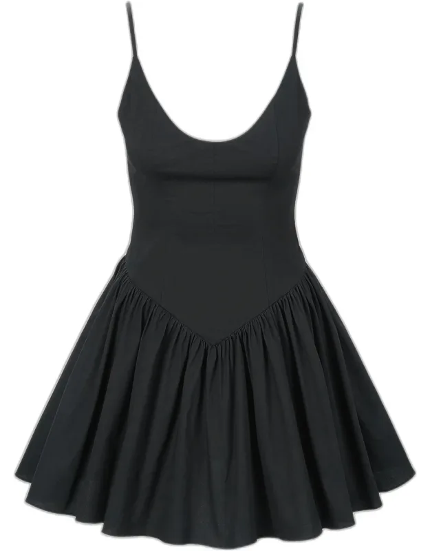Stretch-cotton Basque Waist Minidress