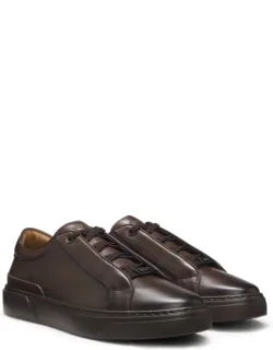 Sneakers In Brushed Leather With Elastic Laces