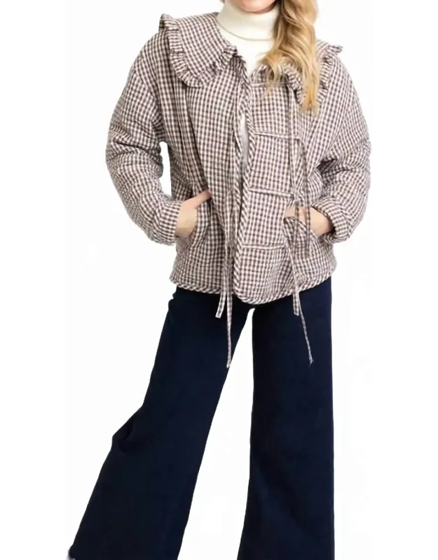 Gingham Check Collar Novelty Jacket