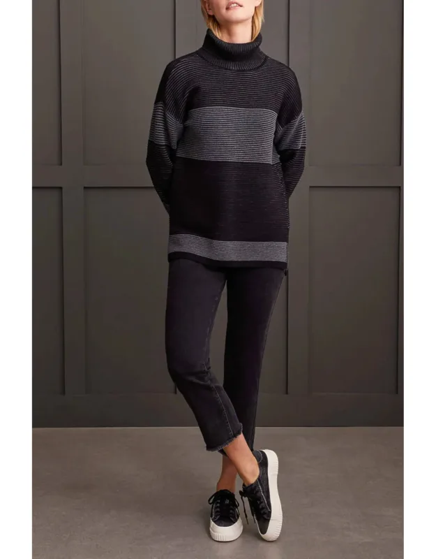Two Tone Ottoman Turtleneck Sweater