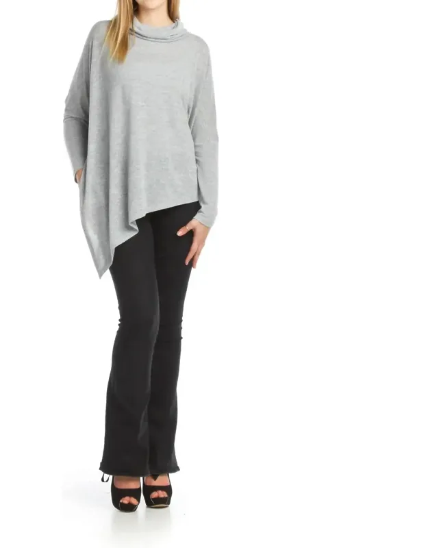Stretchy Cowl Neck Poncho Sweater