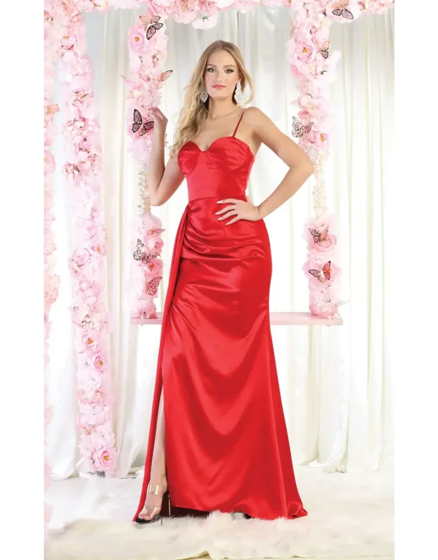 Spaghetti Strap Sweetheart Long Formal Satin Dress