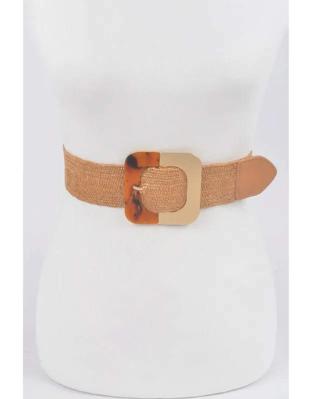 Square Metal Buckle Stretch Belt