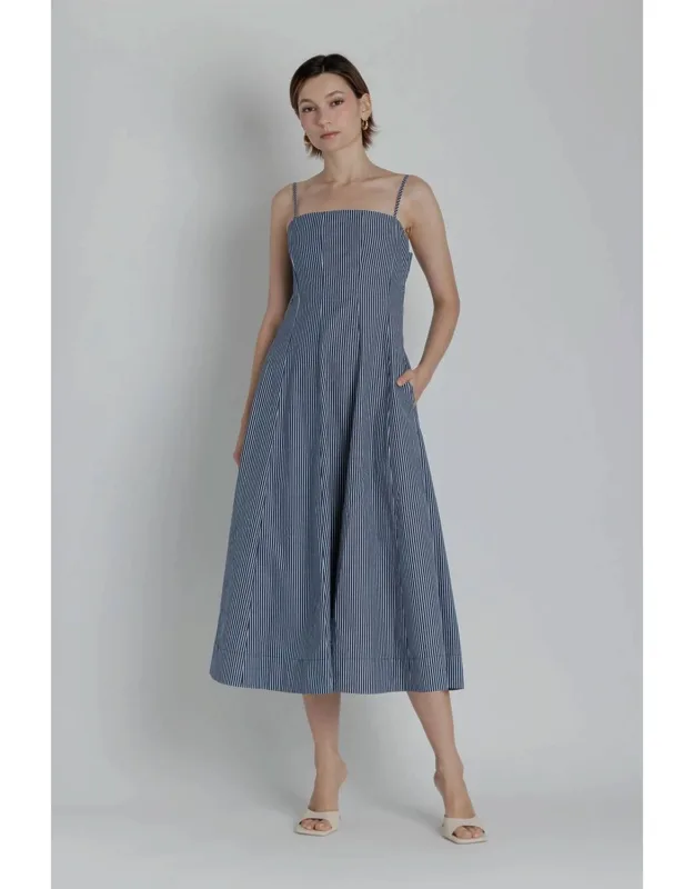 Striped Panel Midi Dress
