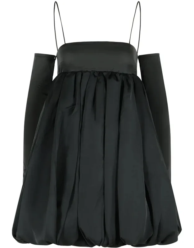 Balloon Dress In Polyester With Removable Sleeves And Spaghetti Straps