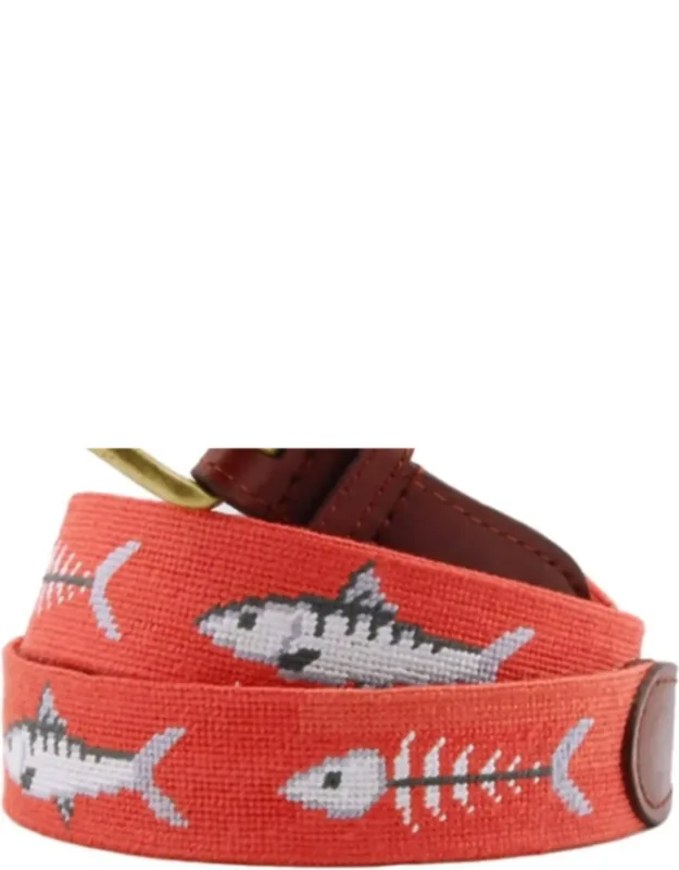 Bone Fish Needlepoint Belt