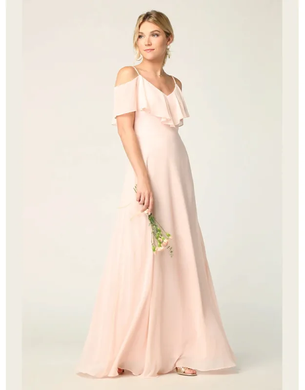 Cold Shoulder Ruffle Chiffon Dress