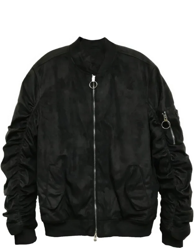 Mirosuede Scrunched Bomber Jacket