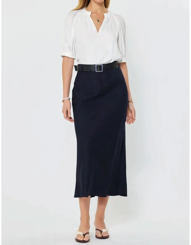 Linen Blend Midi Skirt