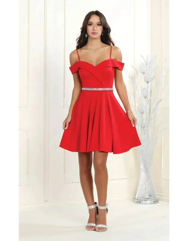 A-line Cold Shoulder Homecoming Dress