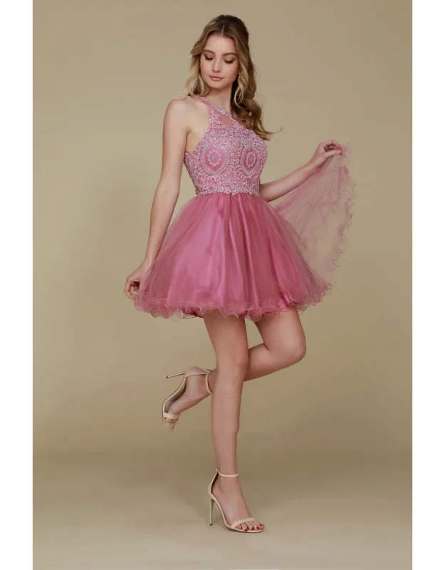 Halter Fit & Flare Short Dress