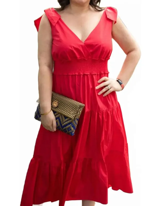 Smocking Detailed Waist Tiered Dress