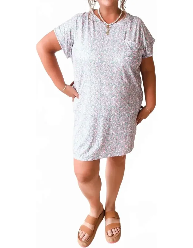 Floral Ribbed T Dress