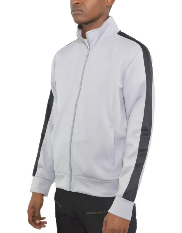 Track Single Stripe Jacket - Full Zip, Elastic Cuffs