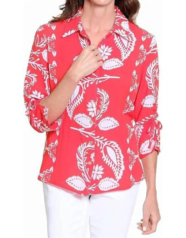 Placement Print Button Up Shirt