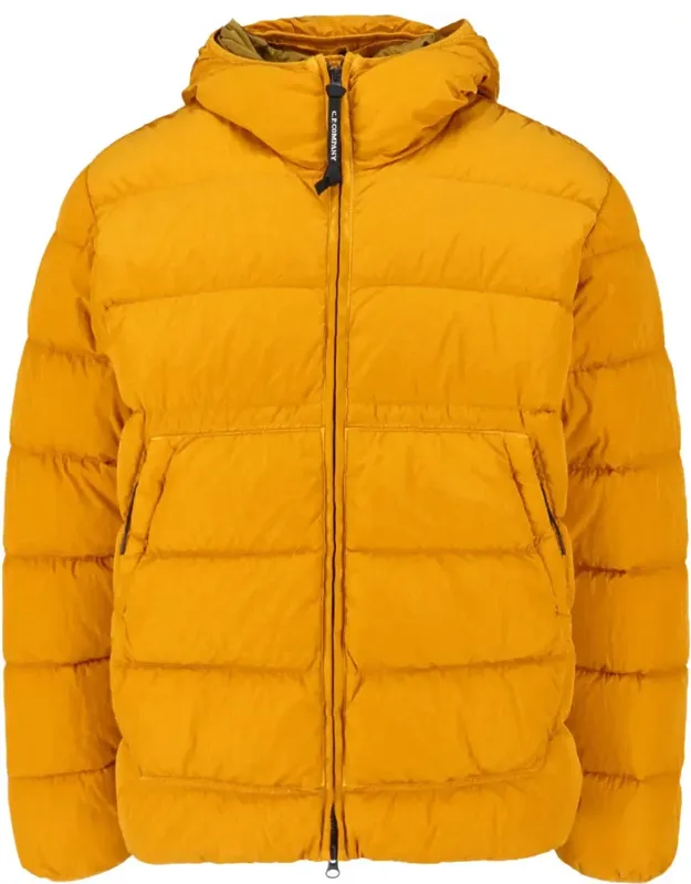 Quilted Hooded Down Jacket With Integrated Goggle Lenses
