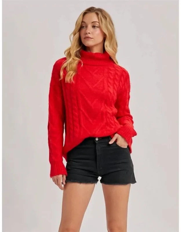 Scallop Hem Turtleneck Sweater