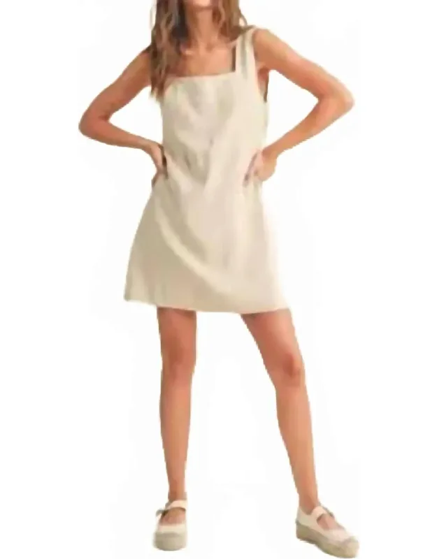 Linen Square Neck Mini Dress