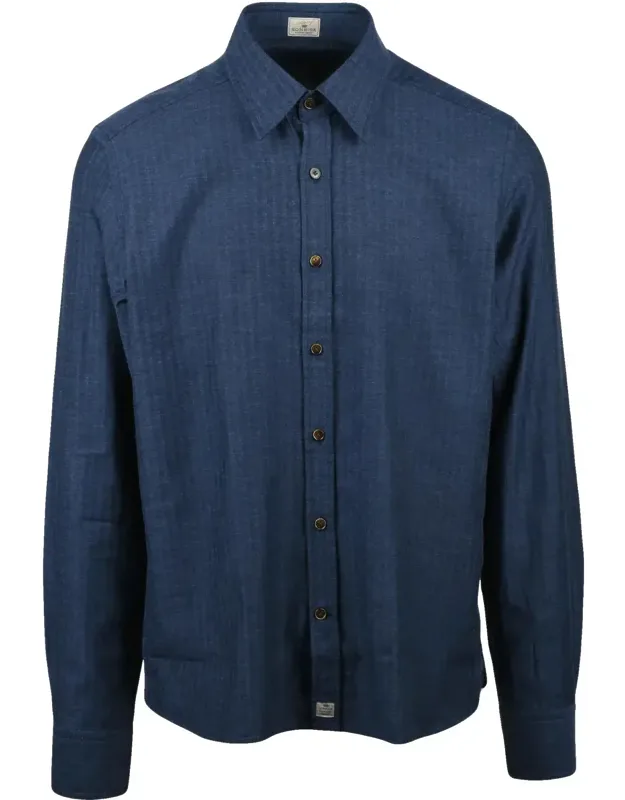 Textured Button-up Shirt With Tailored Fit