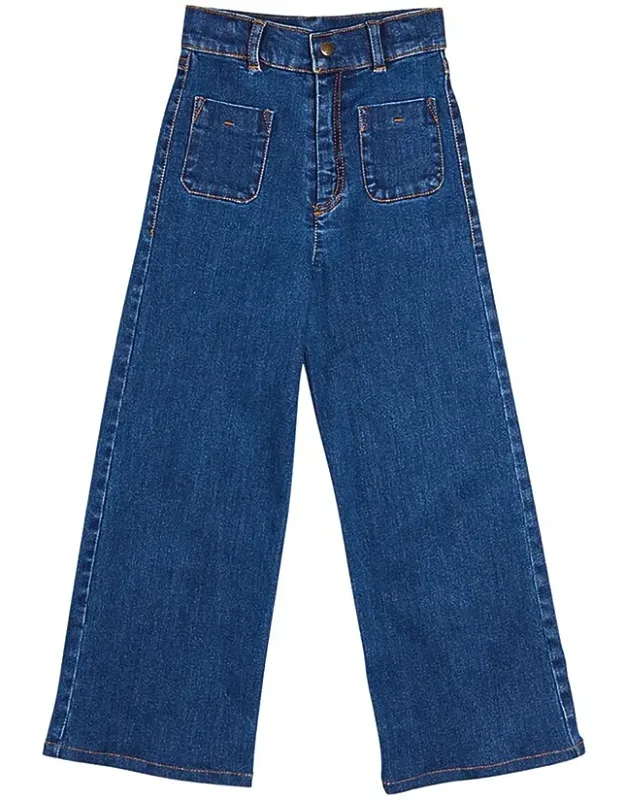 Soft Denim Wide Leg Trousers