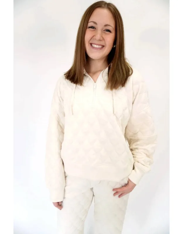 Quilted 3/4 Zip Pullover Jacket