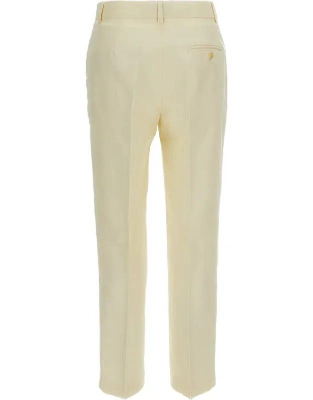 Ankle-length Straight-leg Linen Blend Trousers