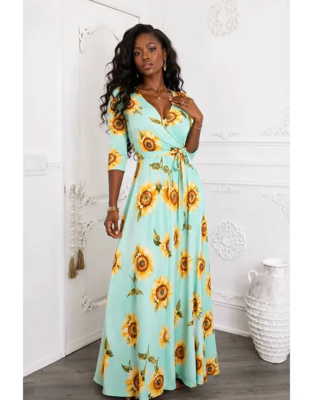 Sunflower Wrap Maxi Dress