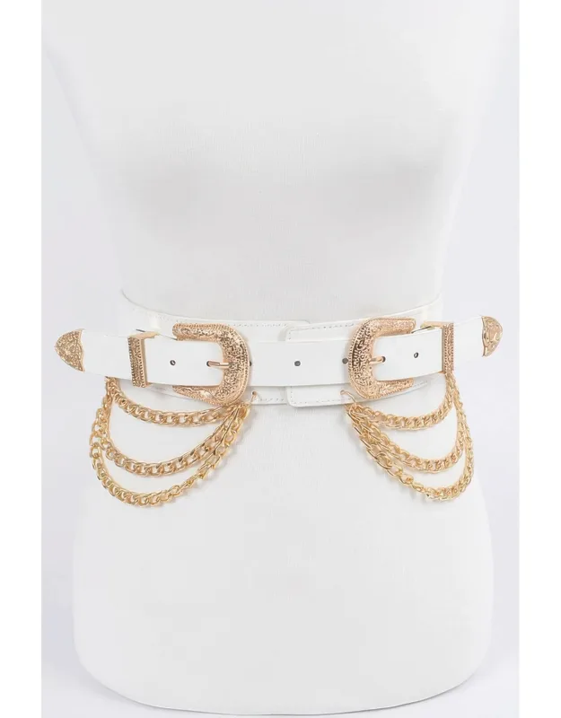 Double Buckle Belt With Chains