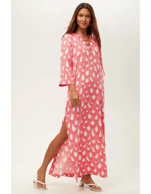 _catamaran Maxi Dress With Lace-up Neckline And Side Slits_