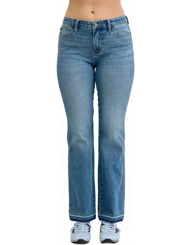 Mid Rise Slim Bootcut Tummy Control Release Hem Jeans
