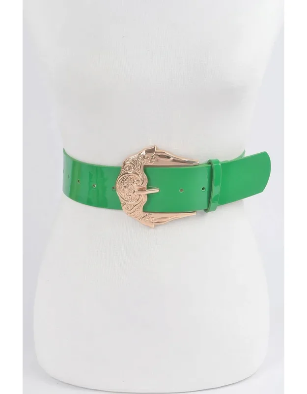Metal Buckle Enamel Belt - Durable Lightweight Accessory