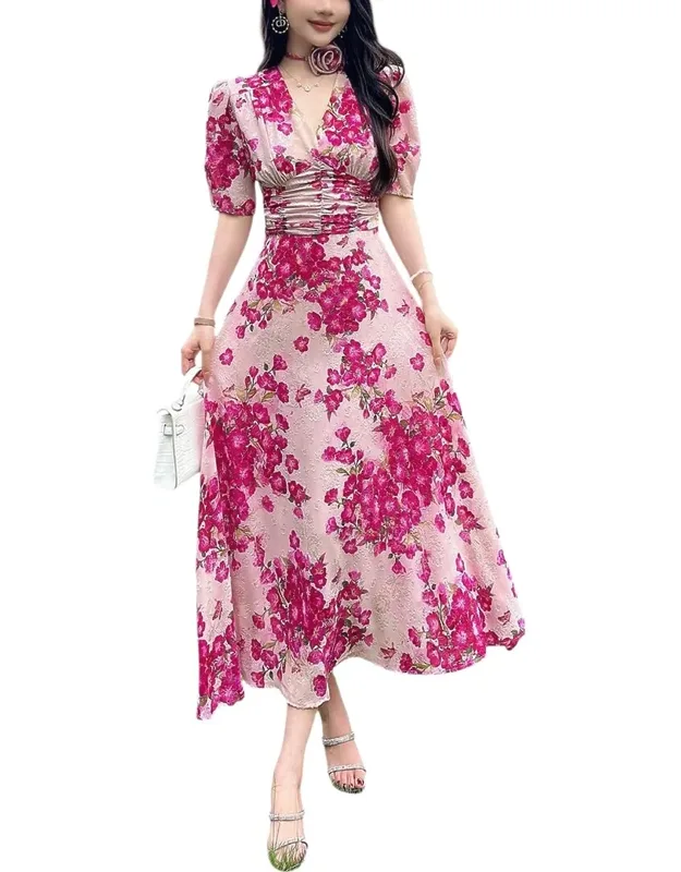 Midi Dress - 47.2in From Shoulder To Hem, 100% Polyester