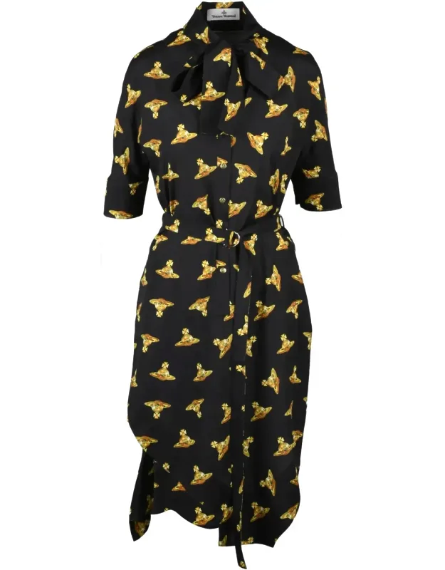 Metro Dress With Golden Emblem Pattern