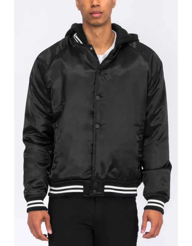 Satin Varsity Bomber Jacket