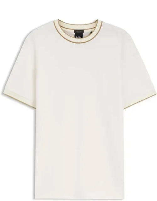 Regular-fit T-shirt In Structured Cotton With Breathable Jacquard Details