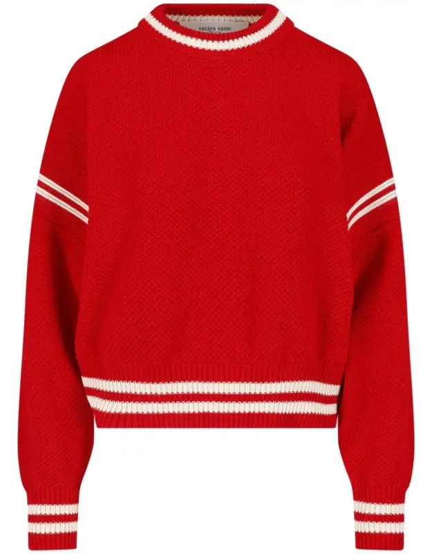 Textured Knit Top With Retro Logo Detailing