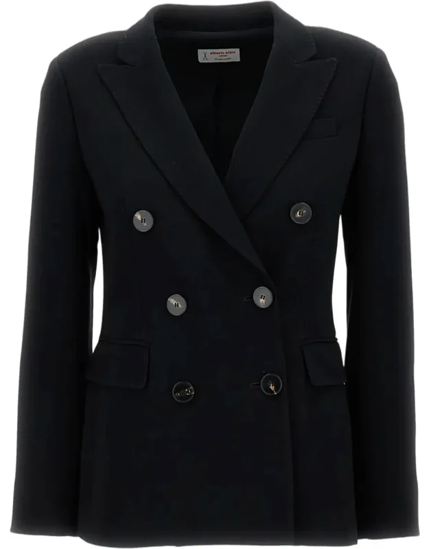 Double-breasted Cady Blazer With Classic Lapel And Flap Pockets
