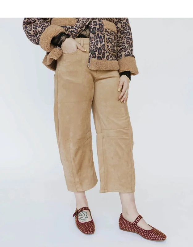 Suede Barrel Pants