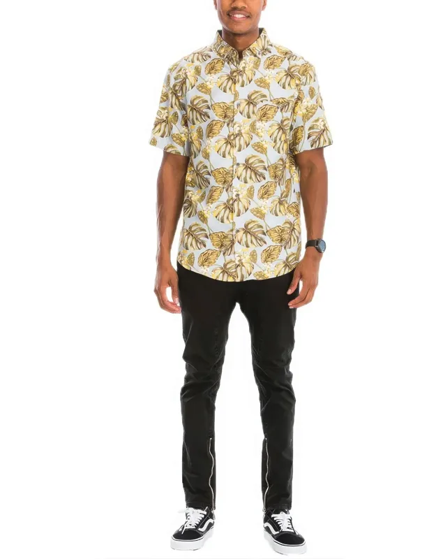 Hawaiian Print Button Down Shirt - Breathable Fabric, Relaxed Fit