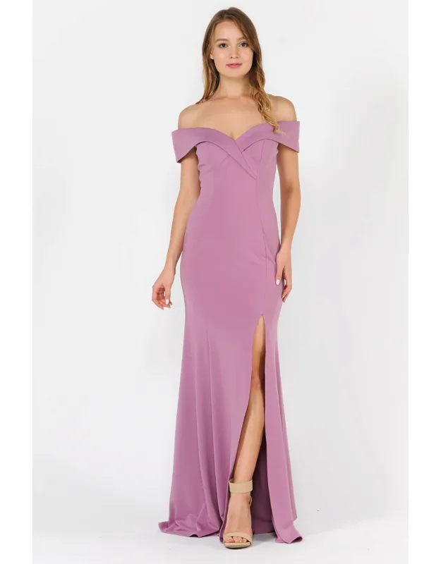 Simple Off Shoulder Bridesmaid Prom Long Dress
