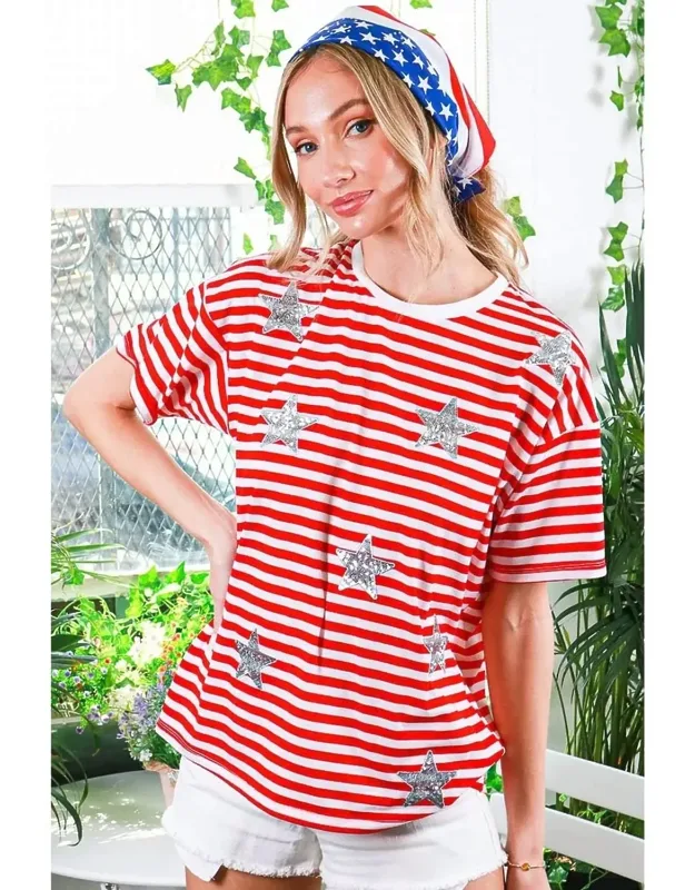 Sequin Star Stripe Top