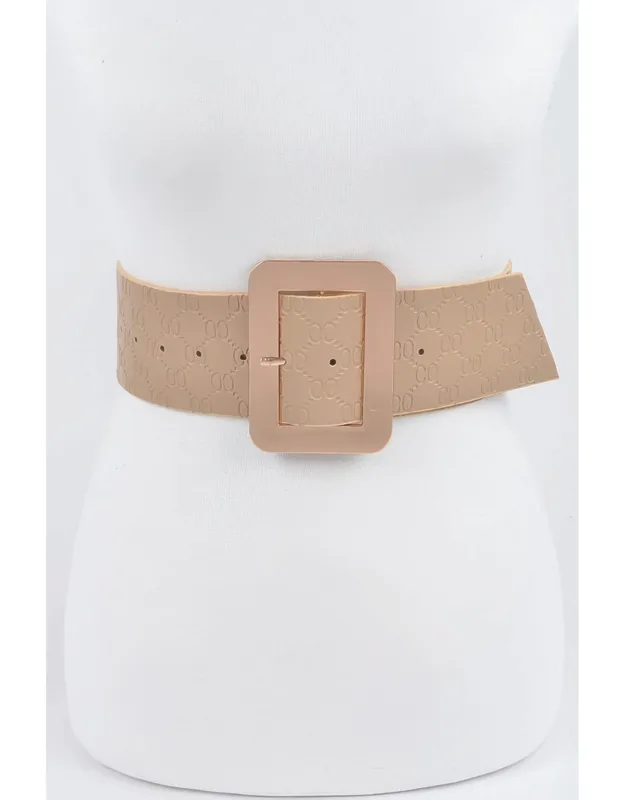 Big Metal Buckle Embossed Belt