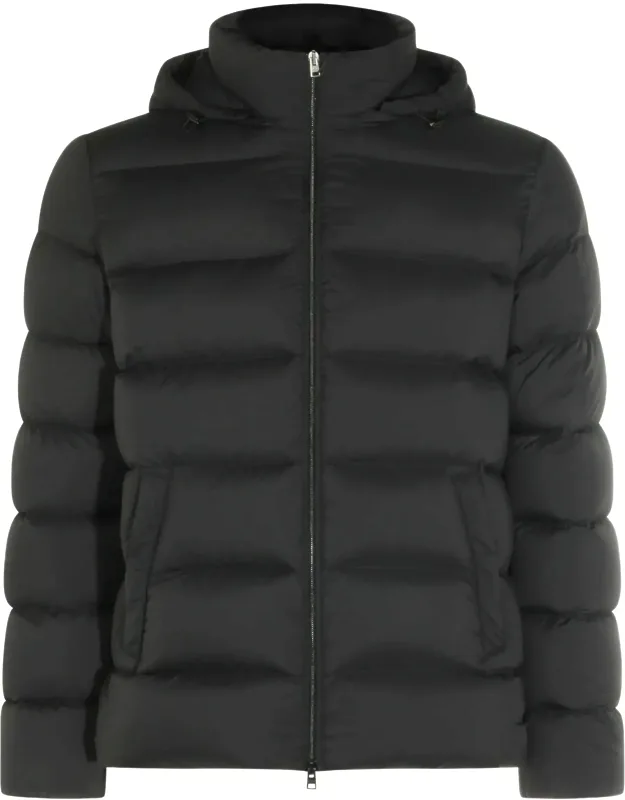 Puffer Jacket With Horizontal Quilted Padding And Detachable Hood