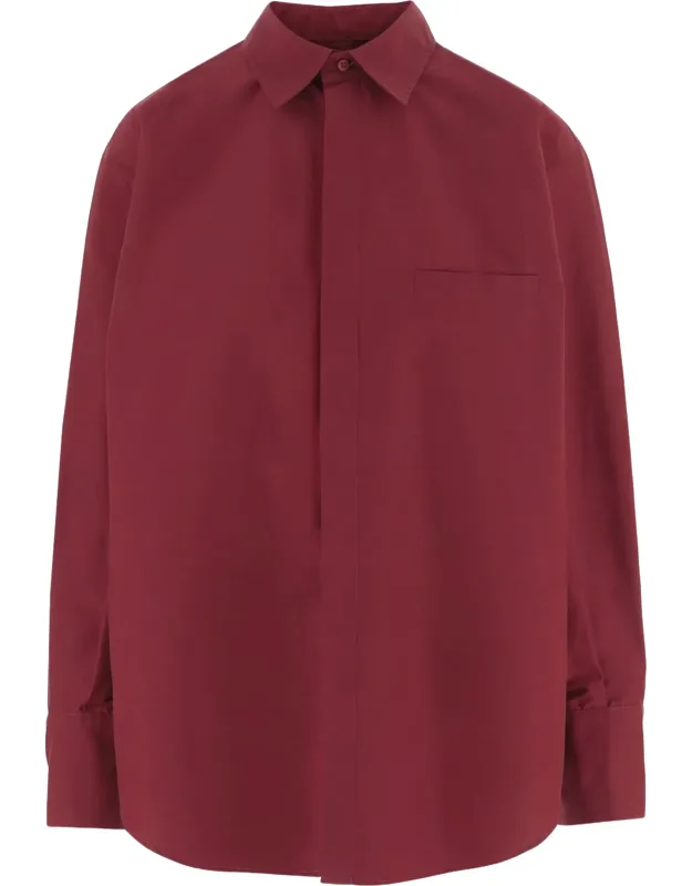 Ruffled Back Cotton Blend Shirt