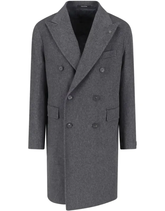 Virgin Wool Peak Lapel Coat